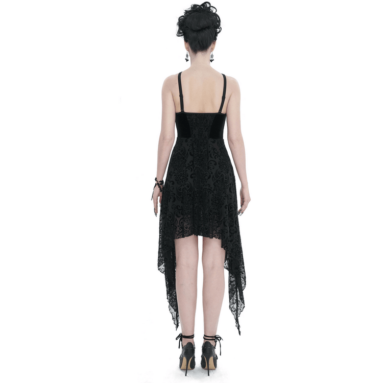 Gothic Pentagram Strappy Irregular Dresses / Women's Vintage Backless Black Dress - image 2