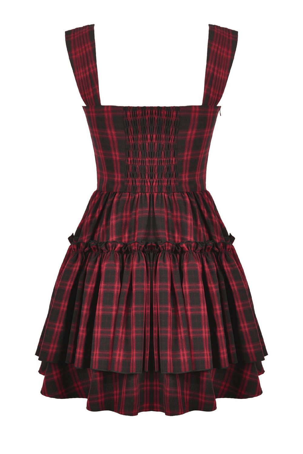Gothic Plaid Dress with Lace-Up and Ruffled Skirt - image 5