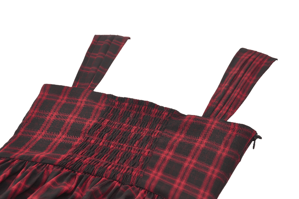 Gothic Plaid Dress with Lace-Up and Ruffled Skirt - image 9