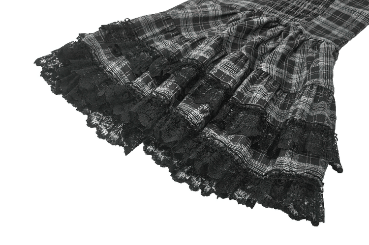 Gothic Plaid Mini Dress with Lace Trim and Harness Straps - image 10