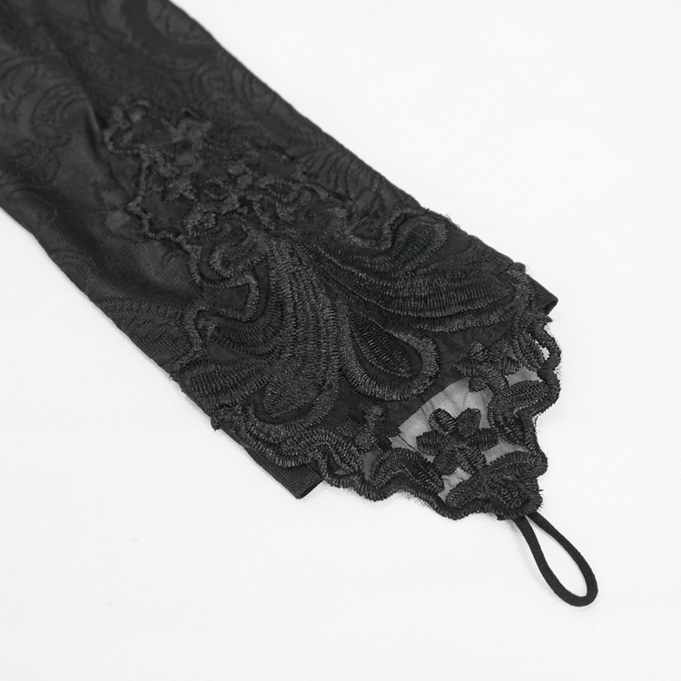 Gothic Plunging Floral Embroidered Dress / Fashion Black Women's Long Slit Dress - image 16