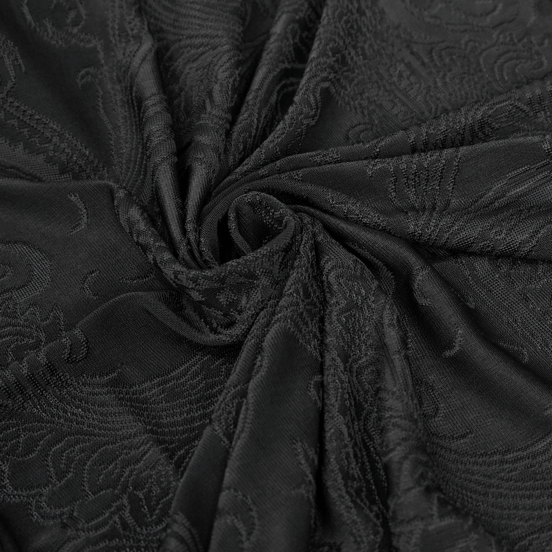 Gothic Plunging Floral Embroidered Dress / Fashion Black Women's Long Slit Dress - image 18