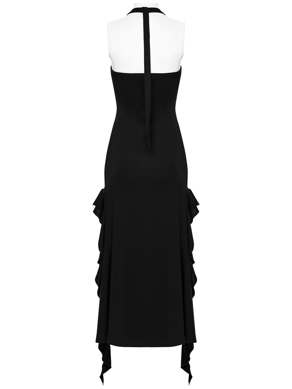 Gothic Punk Halter Mesh Dress With Ruffled Hem - image 6