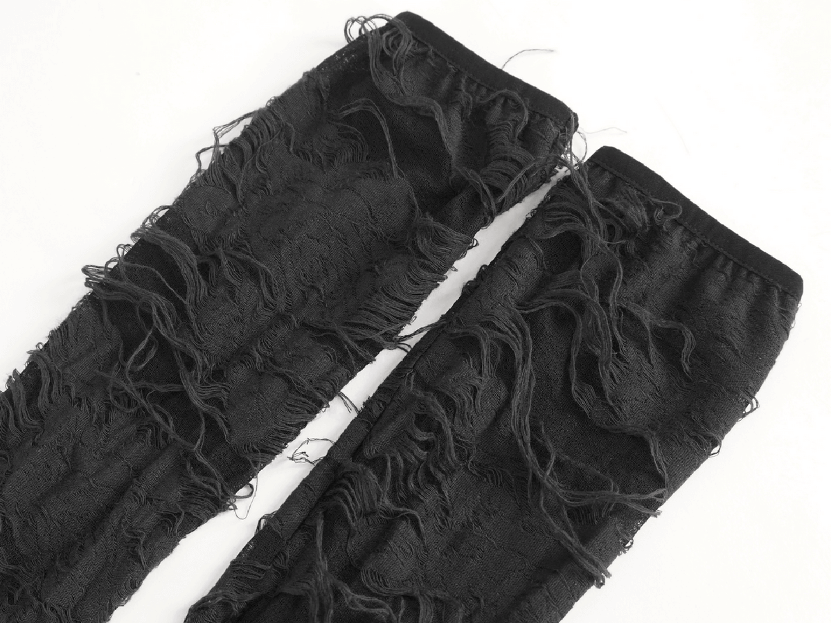 Gothic Punk Irregular Black Ripped Dress with Long Gloves - image 10