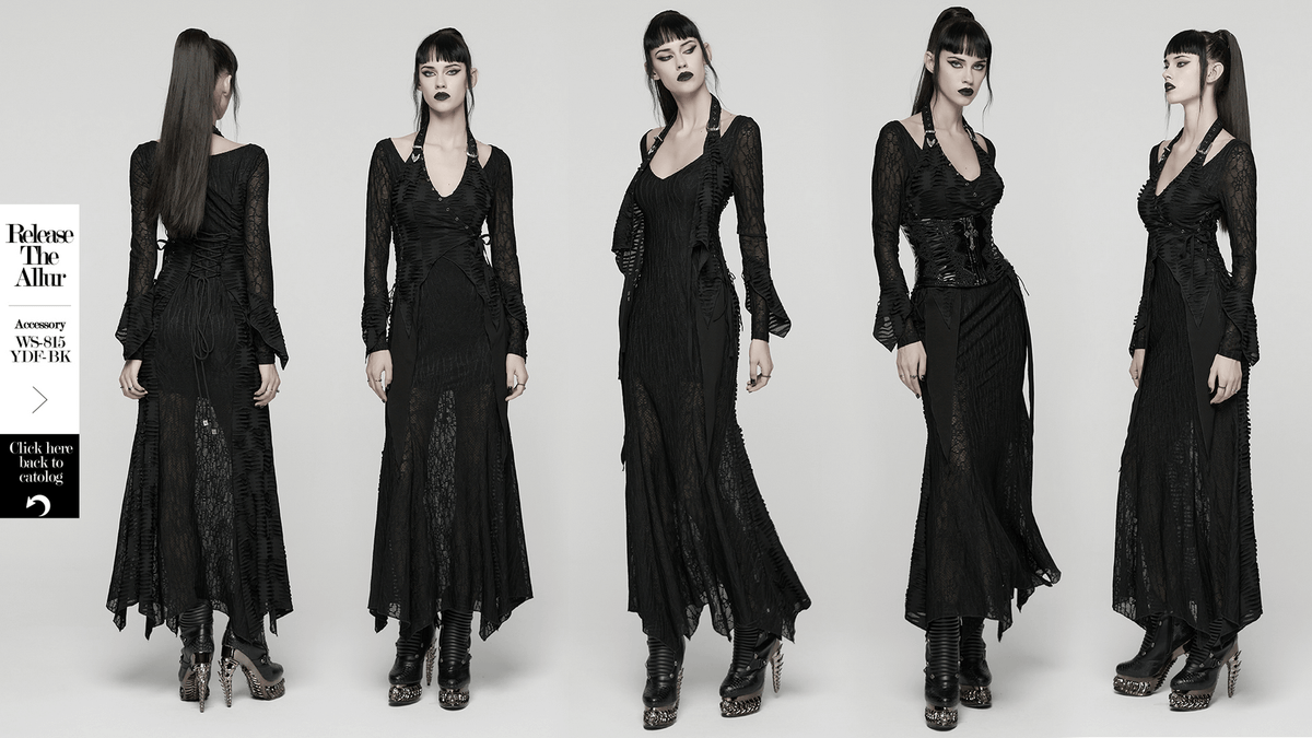 Gothic Ragged Knit Mesh Dress with Fish-tail Hem - image 15