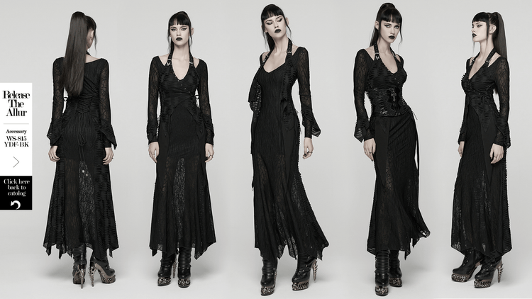 Gothic Ragged Knit Mesh Dress with Fish-tail Hem - image 15