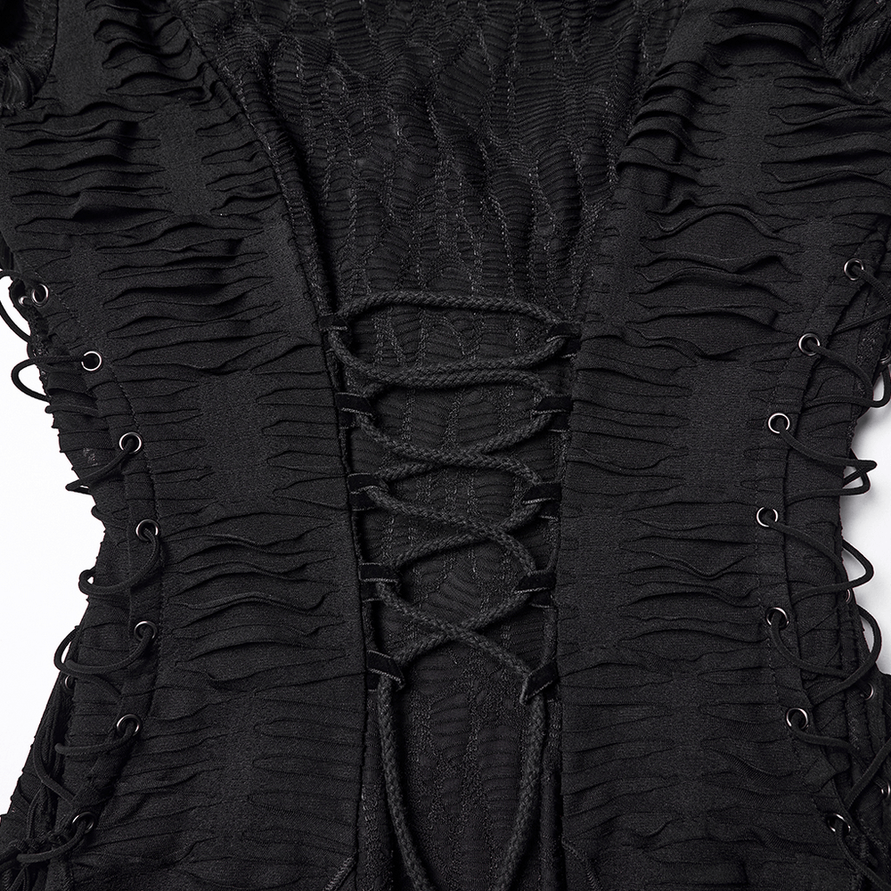 Gothic Ragged Knit Mesh Dress with Fish-tail Hem - image 7