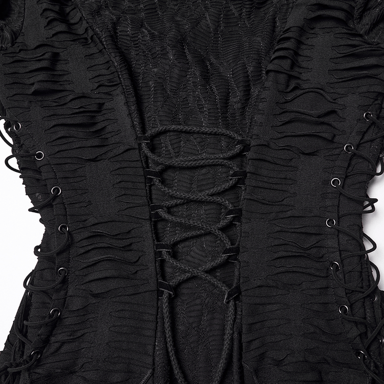 Gothic Ragged Knit Mesh Dress with Fish-tail Hem - image 7