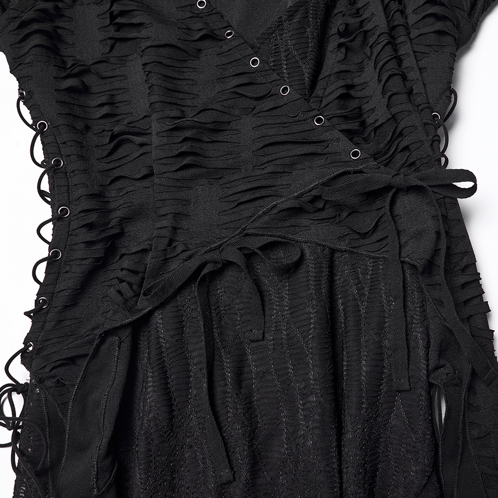Gothic Ragged Knit Mesh Dress with Fish-tail Hem - image 8
