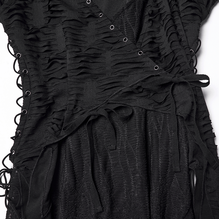Gothic Ragged Knit Mesh Dress with Fish-tail Hem - image 8