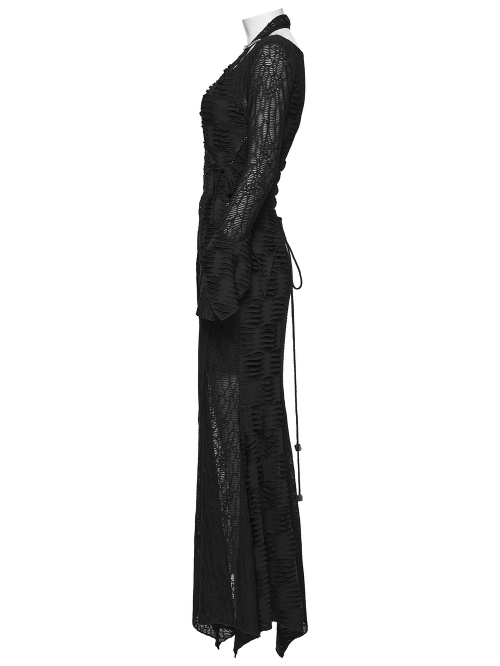 Gothic Ragged Knit Mesh Dress with Fish-tail Hem - image 5