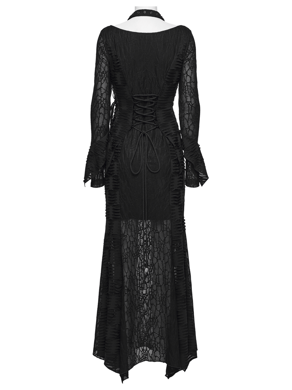 Gothic Ragged Knit Mesh Dress with Fish-tail Hem - image 6