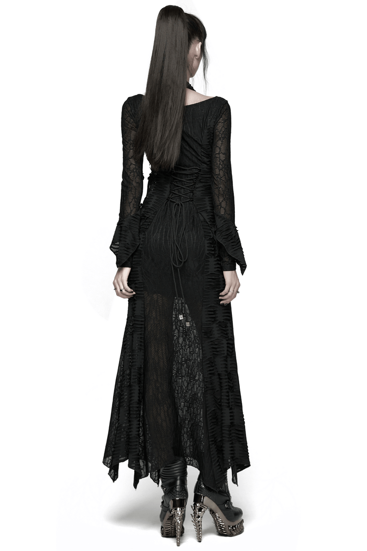 Gothic Ragged Knit Mesh Dress with Fish-tail Hem - image 2