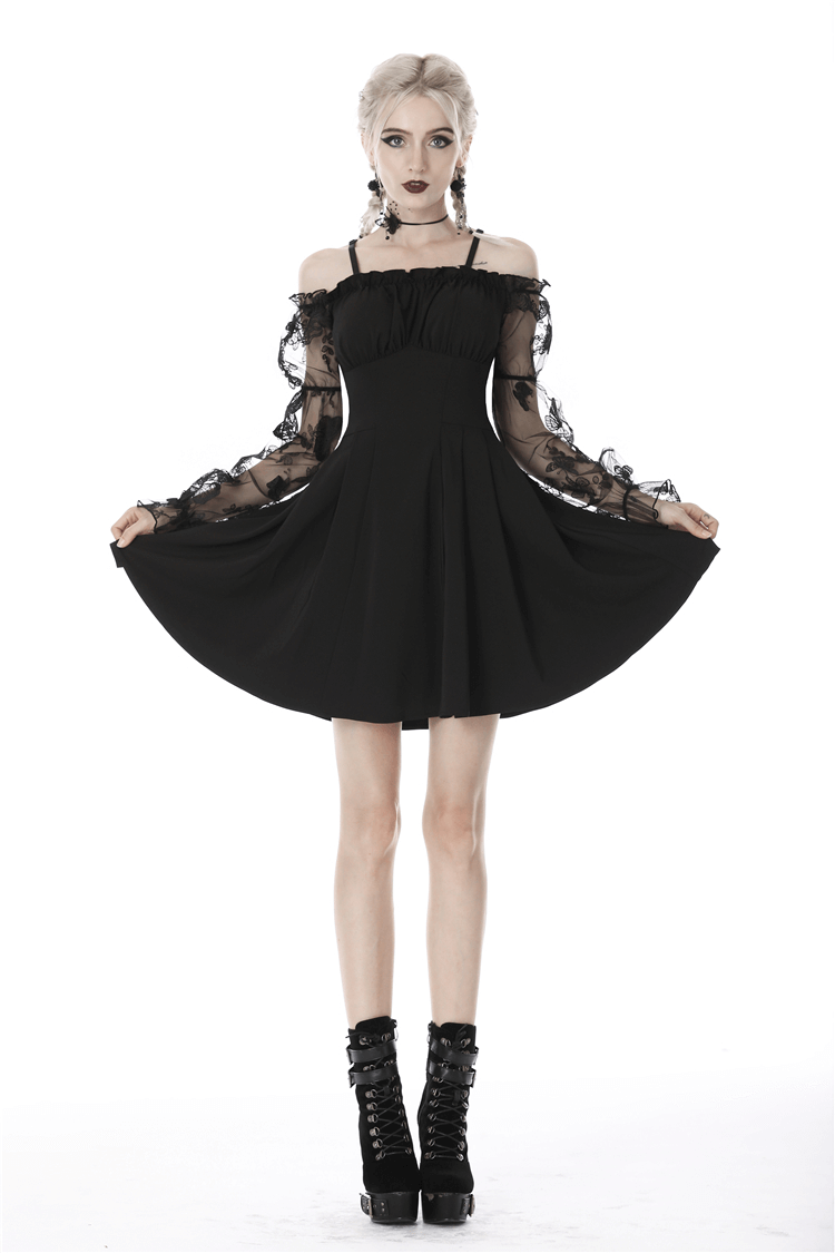 Gothic Romance Off-the-Shoulder Dress with Lace Sleeves - image 15