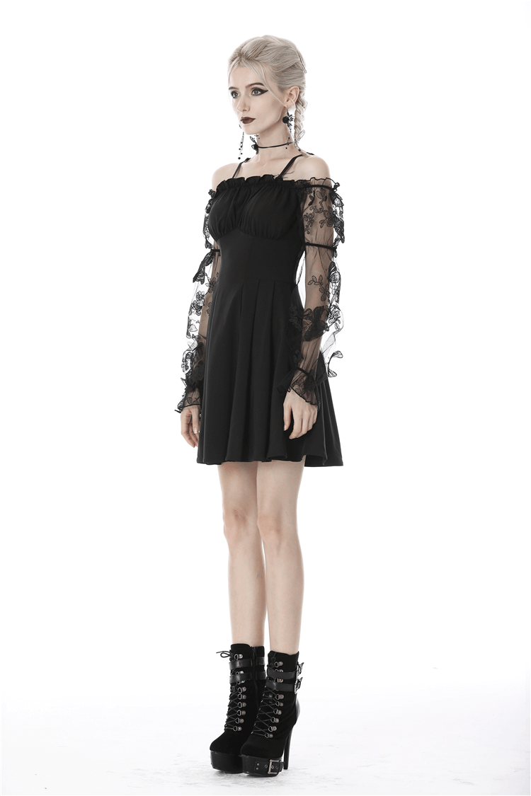 Gothic Romance Off-the-Shoulder Dress with Lace Sleeves - image 12