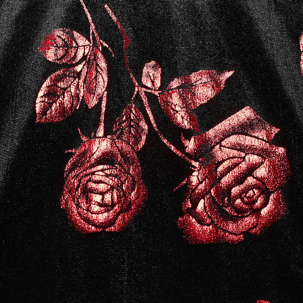 Gothic Roses A-Line Design Dress with V-Neck and Buckles - image 7
