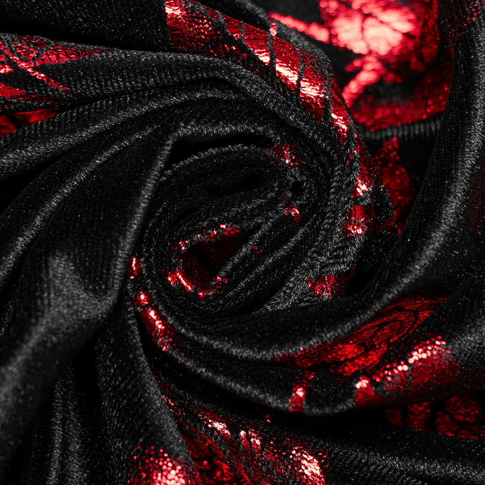 Gothic Roses A-Line Design Dress with V-Neck and Buckles - image 9