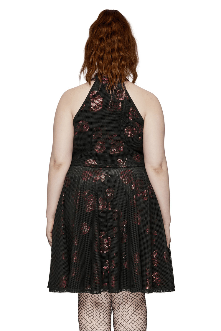 Gothic Roses A-Line Design Dress with V-Neck and Buckles - image 2
