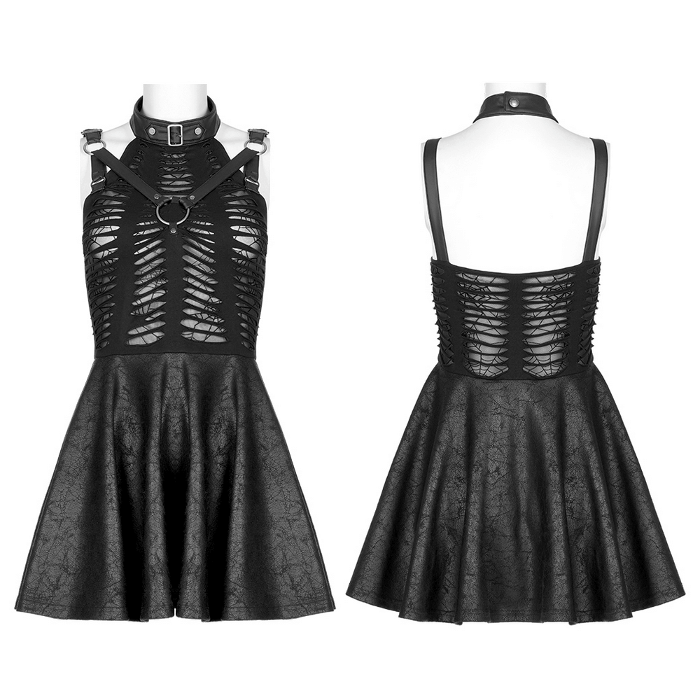 Gothic Sexy Cut Mini Dress with Spider Web Detail - image 3