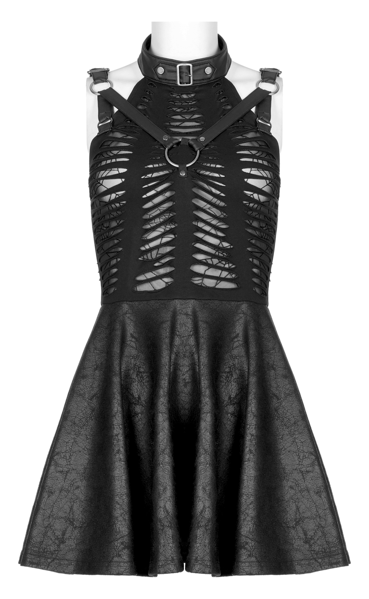 Gothic Sexy Cut Mini Dress with Spider Web Detail - image 4