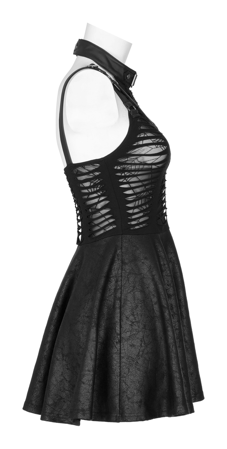 Gothic Sexy Cut Mini Dress with Spider Web Detail - image 5