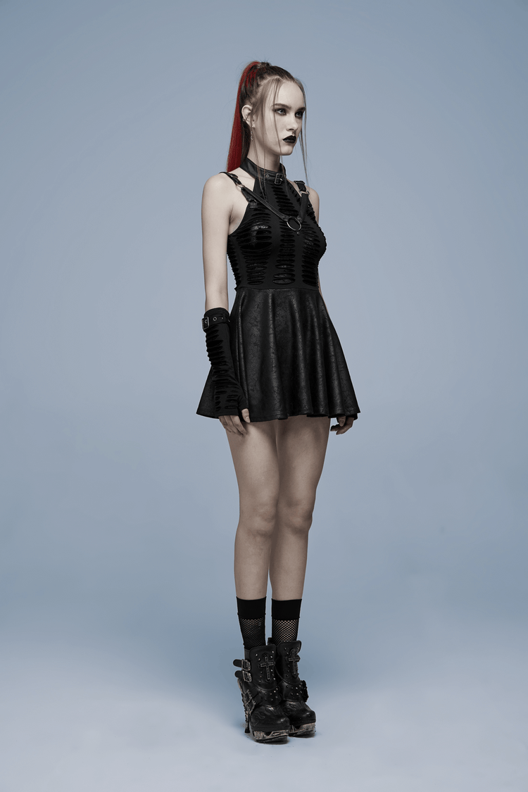 Gothic Sexy Cut Mini Dress with Spider Web Detail - image 12