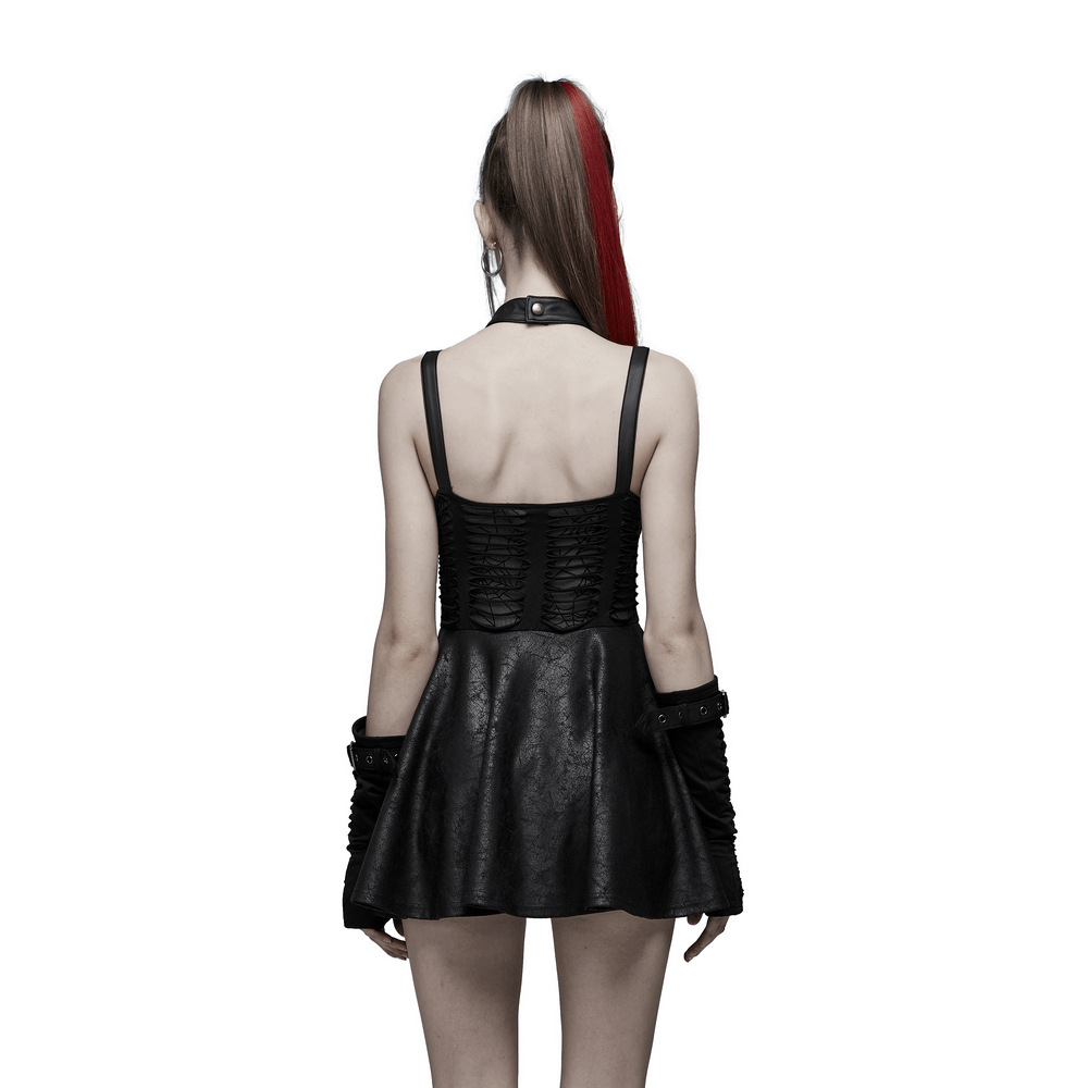 Gothic Sexy Cut Mini Dress with Spider Web Detail - image 2