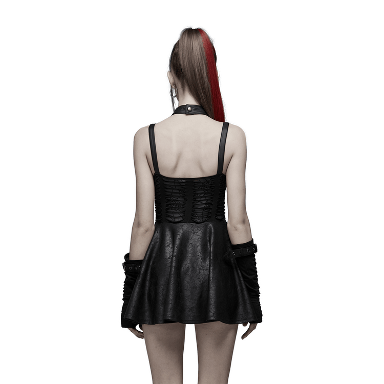 Gothic Sexy Cut Mini Dress with Spider Web Detail - image 2