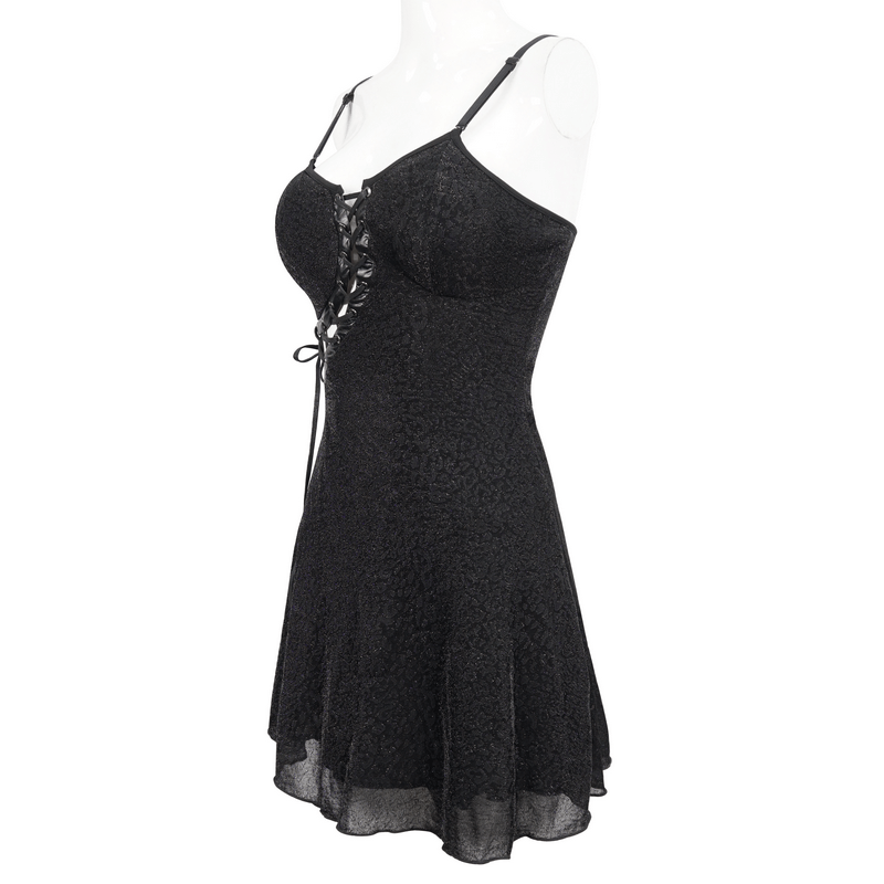 Gothic Sexy Hollow Out Lace-up Dress / Female Adjustable Shoulder Straps Short Dresses - image 4