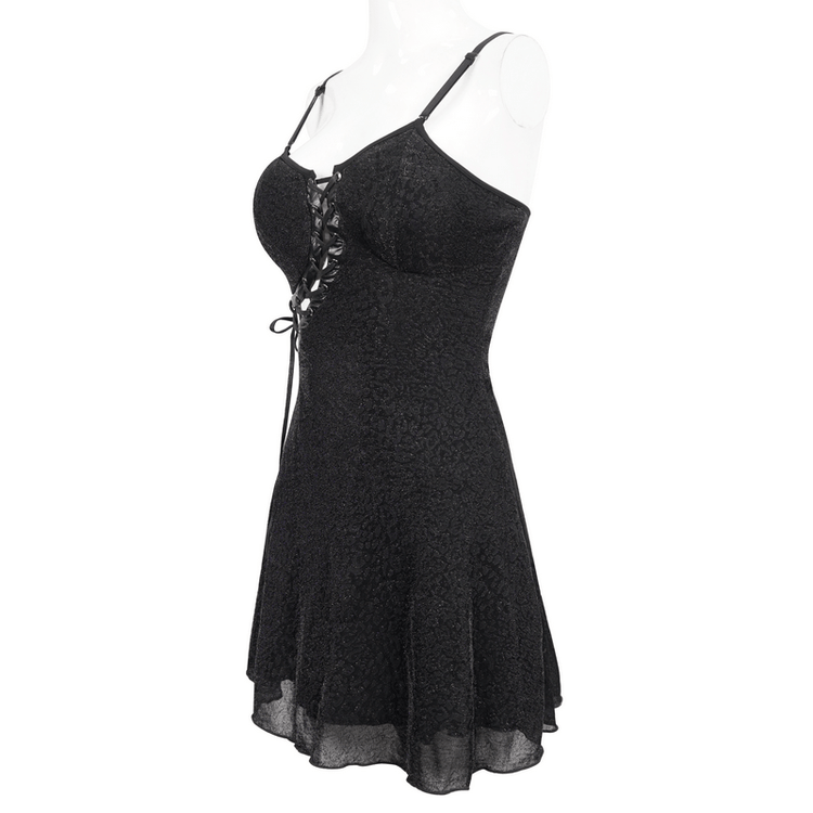 Gothic Sexy Hollow Out Lace-up Dress / Female Adjustable Shoulder Straps Short Dresses - image 4