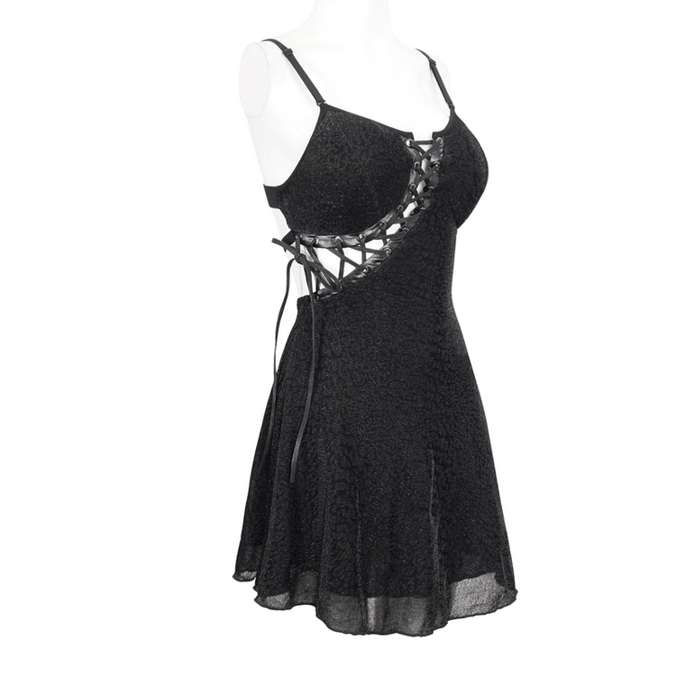 Gothic Sexy Hollow Out Lace-up Dress / Female Adjustable Shoulder Straps Short Dresses - image 5