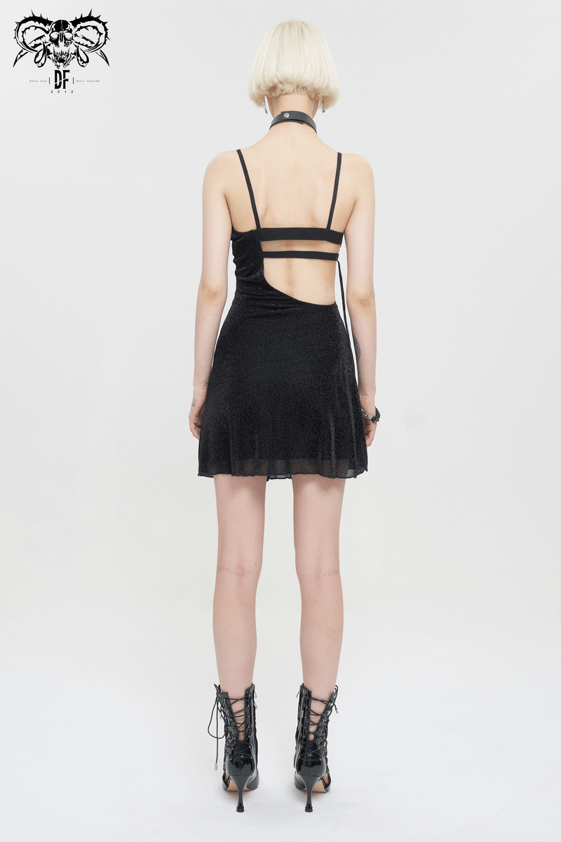 Gothic Sexy Hollow Out Lace-up Dress / Female Adjustable Shoulder Straps Short Dresses - image 9