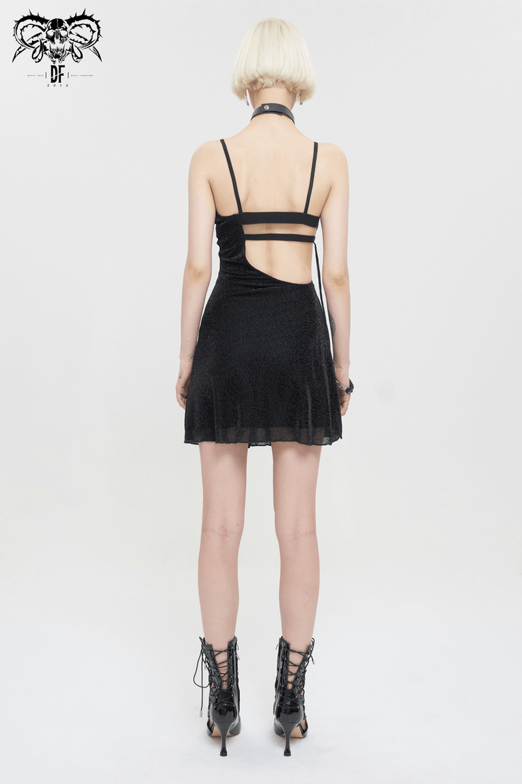 Gothic Sexy Hollow Out Lace-up Dress / Female Adjustable Shoulder Straps Short Dresses - image 9