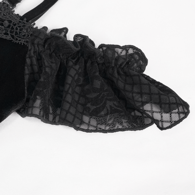Gothic Sexy Off-The-Shoulder Long Dress / Elegant Lace Slit Dress for Women - image 6