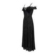 Gothic Sexy Off-The-Shoulder Long Dress / Elegant Lace Slit Dress for Women - image 4