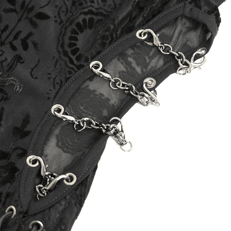 Gothic Sheer Black Dress with Chain Shoulder Detail - image 8