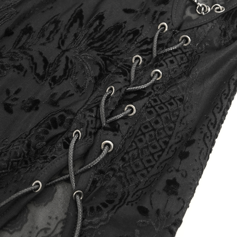 Gothic Sheer Black Dress with Chain Shoulder Detail - image 9