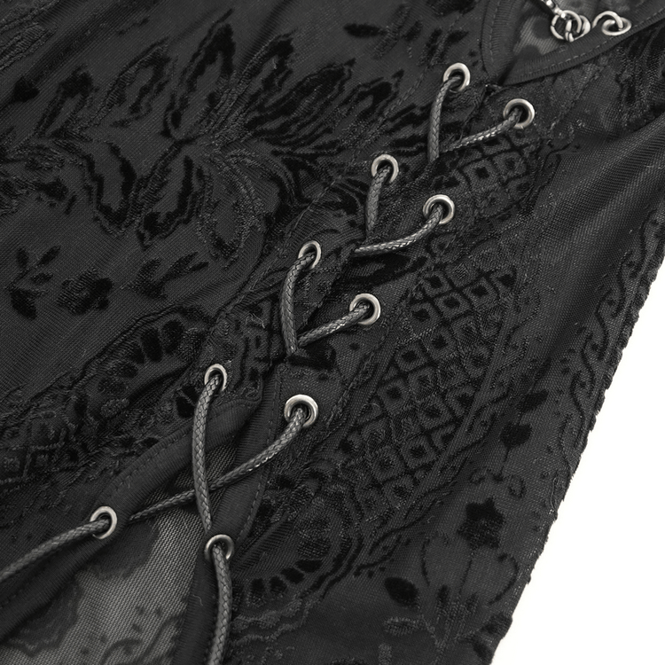 Gothic Sheer Black Dress with Chain Shoulder Detail - image 9