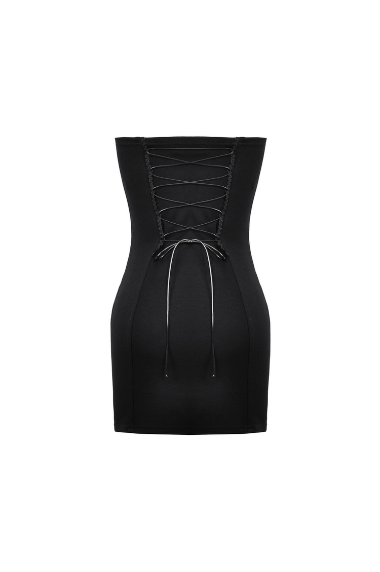 Gothic Skull Print Sleeveless Dress with Lace Detail - image 5