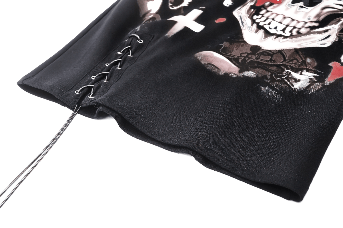 Gothic Skull Print Sleeveless Dress with Lace Detail - image 8