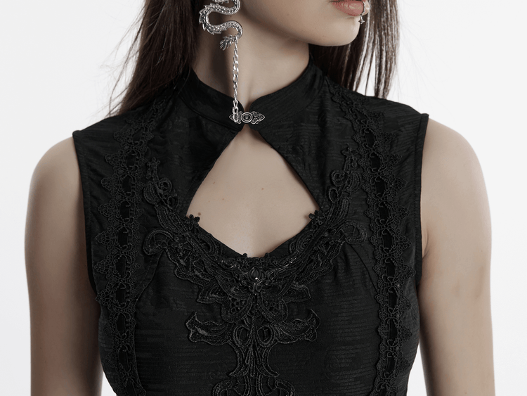 Gothic Sleeveless Cheongsam Dress with Hollow Cutout - image 12