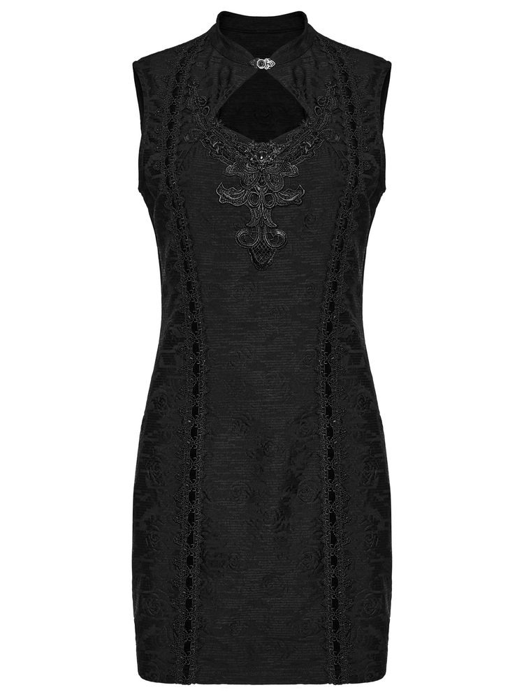 Gothic Sleeveless Cheongsam Dress with Hollow Cutout - image 4