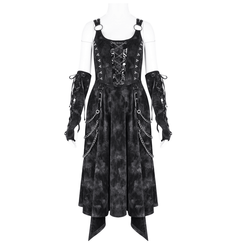 Gothic Slip Dress with Chains and Gloves for Women - image 3