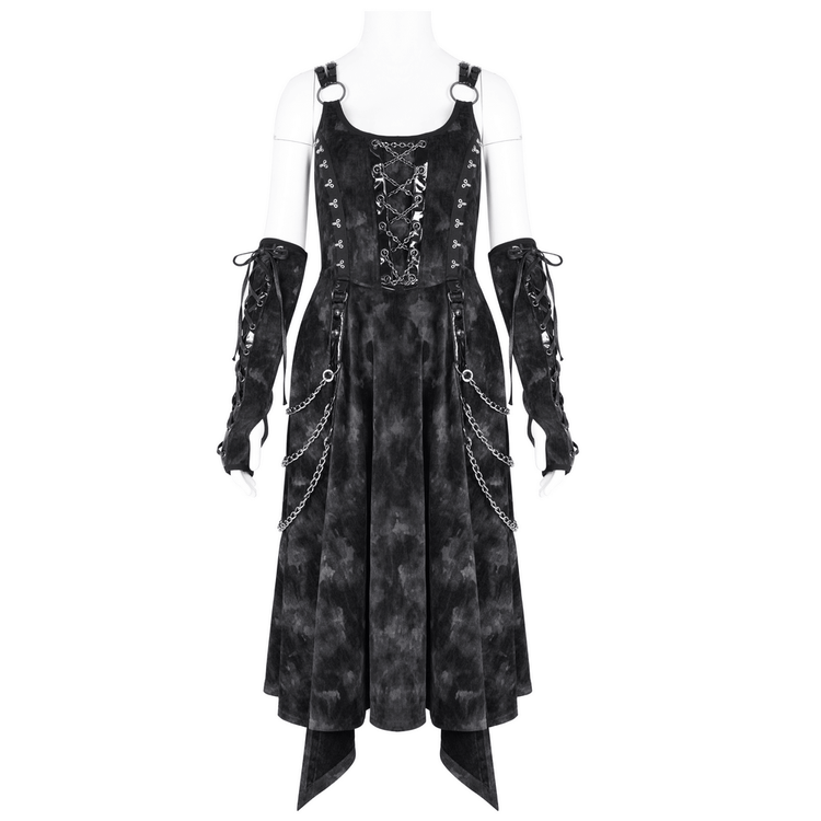 Gothic Slip Dress with Chains and Gloves for Women - image 3
