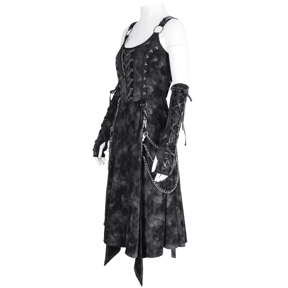 Gothic Slip Dress with Chains and Gloves for Women - image 4