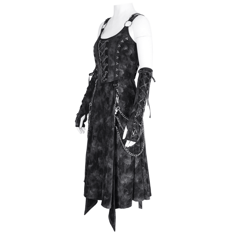 Gothic Slip Dress with Chains and Gloves for Women - image 4