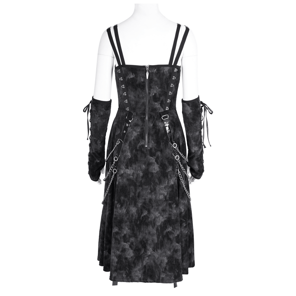 Gothic Slip Dress with Chains and Gloves for Women - image 5