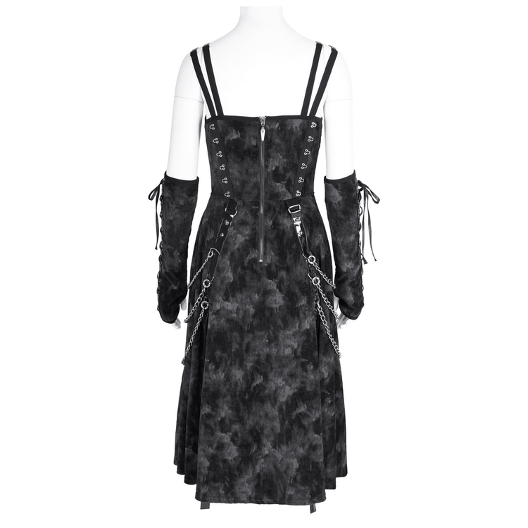Gothic Slip Dress with Chains and Gloves for Women - image 5