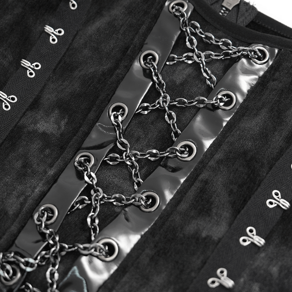 Gothic Slip Dress with Chains and Gloves for Women - image 8