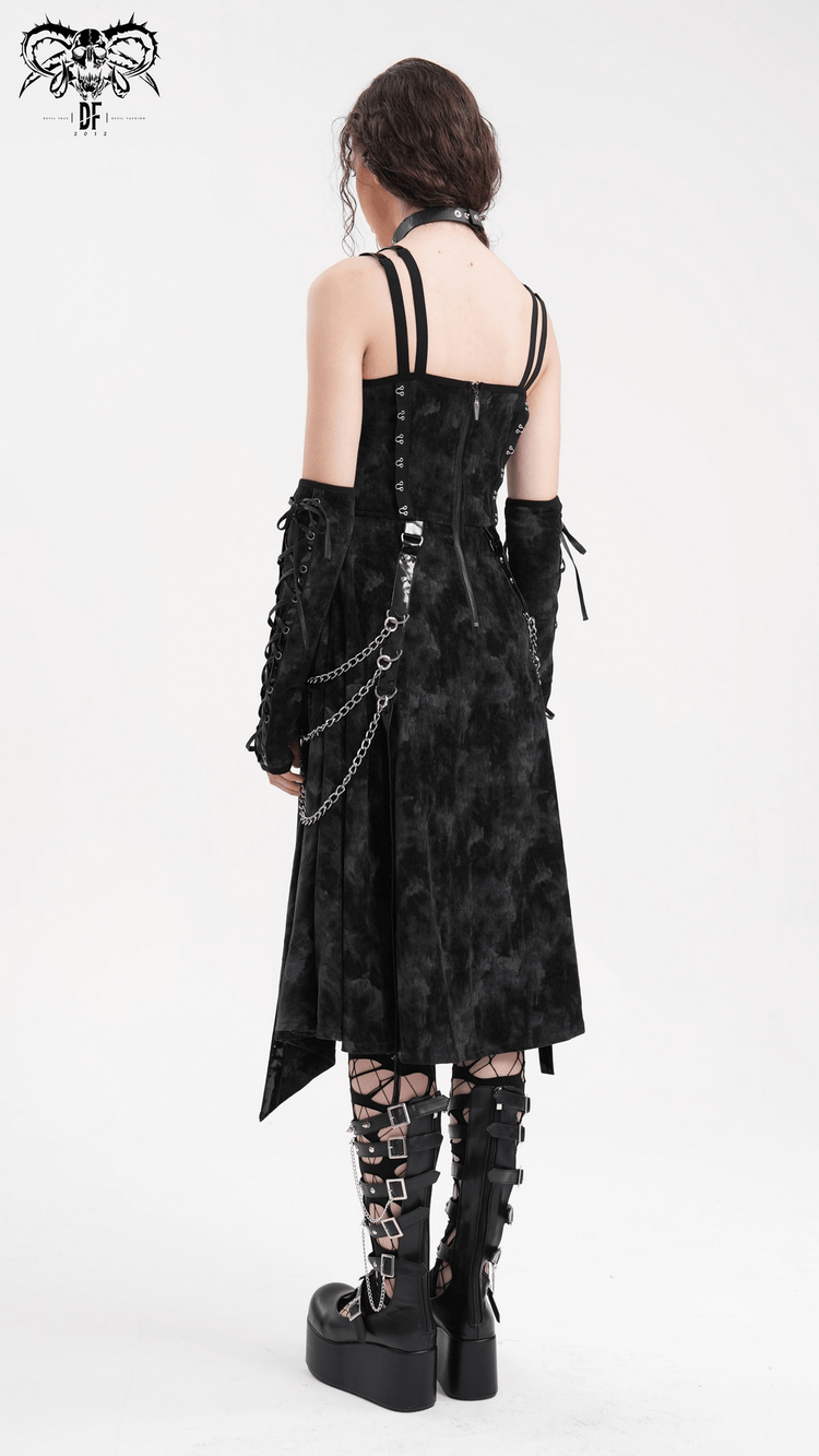 Gothic Slip Dress with Chains and Gloves for Women - image 17